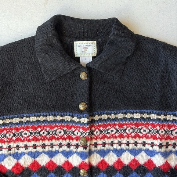 Vintage Susan Bristol Wool Cardigan Sweater Size  LARGE - Picture 3 of 6